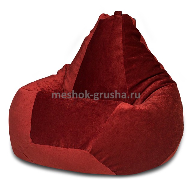 Кресло Мешок Груша Бордовый Микровельвет (L, Классический)